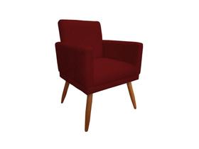 Poltrona Decorativa Nina Riscado Suede Marsala Pés Madeira Mz Decor