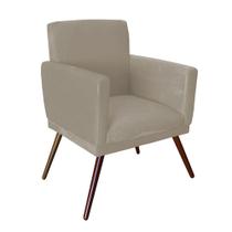 Poltrona Decorativa Nina Rodapé Suede Bege - DS Móveis