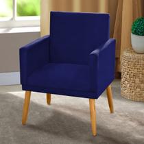 Poltrona Decorativa Nina Suede Azul Marinho com Rodapé