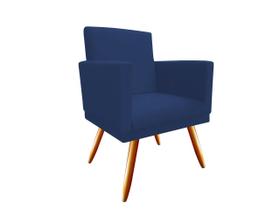 Poltrona Decorativa Nina Suede Azul Marinho Pés Madeira Mz Decor Poltrona Decorativa Nina Suede Azul Marinho Pés Madeira Mz Decor