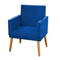 Poltrona Decorativa Nina Suede Azul Royal com Rodapé - 2M Decor