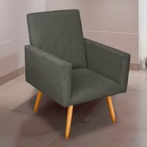 Poltrona Decorativa Nina Suede Cinza