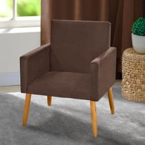 Poltrona Decorativa Nina suede marrom claro para recepção