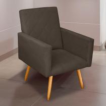 Poltrona Decorativa Nina Suede Marrom
