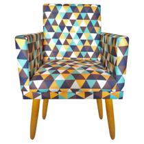 Poltrona Decorativa Nina Suede Triangulo Verde com Rodapé