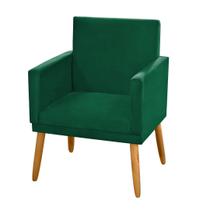 Poltrona Decorativa Nina Suede Verde Militar com Rodapé