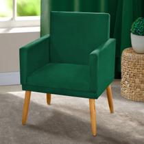 Poltrona Decorativa Nina Suede Verde Militar com Rodapé