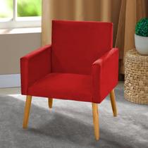 Poltrona Decorativa Nina suede Vermelho para quarto