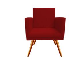 Poltrona Decorativa Nina Suede Vermelho Pés Madeira Ms Decor