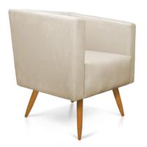 Poltrona Decorativa Omega com Pés Madeira Corano Bege Poltrona Decorativa Omega com Pés Madeira Corano Bege