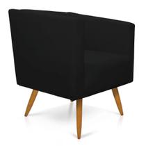 Poltrona Decorativa Omega com Pés Madeira Corano Preto Poltrona Decorativa Omega com Pés Madeira Corano Preto