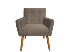 Poltrona Decorativa Onix Suede Capuccino Pés Madeira Mz Decor