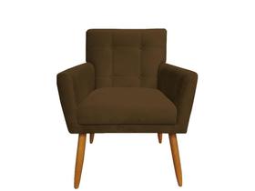 Poltrona Decorativa Onix Suede Marrom Pés Madeira Mz Decor