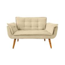Poltrona decorativa Opala 2 lugares bege pé palito Poltrona decorativa Opala 2 lugares bege pé palito