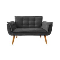 Poltrona decorativa Opala 2 lugares cinza chumbo pé palito