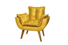 Poltrona Decorativa Opala Amarelo Assento De Pillow