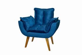 Poltrona Decorativa Opala Azul Marinho Assento De Pillow