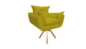 Poltrona Decorativa Opala Base Giratória Suede Amarelo Mz Decor