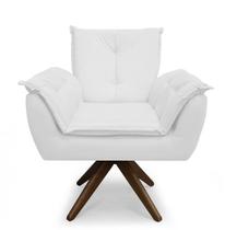 Poltrona Decorativa Opala Base Giratória Suede Branco - MeularDecor