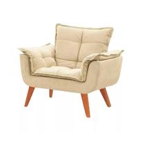 Poltrona decorativa Opala bege marfim base pé palito Poltrona decorativa Opala bege marfim base pé palito