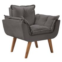 Poltrona decorativa Opala cinza chumbo pé palito Poltrona decorativa Opala cinza chumbo pé palito