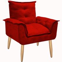 Poltrona Decorativa Opala Confortável para Sala Quarto Recepção Suede Luxo
