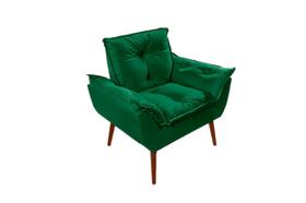 Poltrona decorativa opala descanso verde confortável para sala quarto recepção suede luxo
