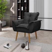 Poltrona Decorativa Opala Lux Sala Recepeção Preto - Visan Estofados