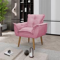 Poltrona Decorativa Opala Lux Sala Recepeção Rosa - Visan Estofados