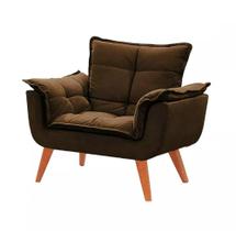 Poltrona decorativa Opala marrom base pé palito Poltrona decorativa Opala marrom base pé palito