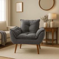 Poltrona Decorativa Opala Para Recepção E Sala De Estar Luxo Cor:Preto