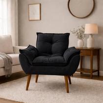 Poltrona Decorativa Opala Para Recepção E Sala De Estar Luxo Cor:Preto Poltrona Decorativa Opala Para Recepção E Sala De Estar Luxo Cor:Preto