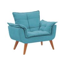 Poltrona Decorativa Opala Para Sala e Recepção Suede Azul Turquesa - Bella Casa Estofados