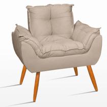 Poltrona Decorativa Opala Pés Palito para Quarto Suede Bege - Will Decor
