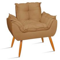Poltrona Decorativa Opala Pés Palito Quarto de Menina Tecido Capuccino Nude - Will Decor