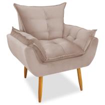 Poltrona Decorativa Opala Pés Palito Veludo Palha Chamby Móveis