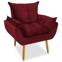 Poltrona Decorativa Opala Pés Palito Veludo Vermelho Chamby Móveis