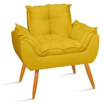 Poltrona Decorativa Opala Pés Retrô Suede Amarelo - Will Decor