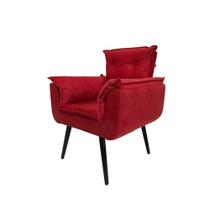 Poltrona Decorativa Opala Plus Para Sala De Estar Quarto Escritório - Vermelha - Cor: Vermelho