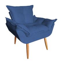 Poltrona Decorativa Opala Plus Suede Azul Marinho - Marcussi Decor