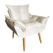 Poltrona Decorativa Opala Plus Suede Bege - Marcussi Decor