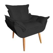 Poltrona Decorativa Opala Plus Suede Preto - Marcussi Decor