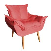 Poltrona Decorativa Opala Plus Suede Vermelho - Marcussi Decor