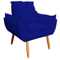 Poltrona Decorativa Opala Sala de Estar Tecido Suede Azul Marinho Kimi Decor