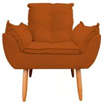 Poltrona Decorativa Opala Sala de Estar Tecido Suede Terracota Horizonte Móveis Poltrona Decorativa Opala Sala de Estar Tecido Suede Terracota Horizonte Móveis