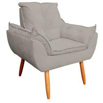 Poltrona Decorativa Opala Sala de Estar Veludo Cinza Claro Cakes Decor