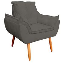 Poltrona Decorativa Opala Sala de Estar Veludo Grafite Kimi Decor