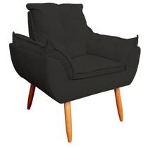 Poltrona Decorativa Opala Sala de Estar Veludo Preto Kimi Decor