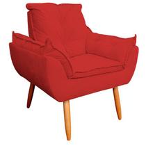 Poltrona Decorativa Opala Sala de Estar Veludo Vermelho Kimi Decor