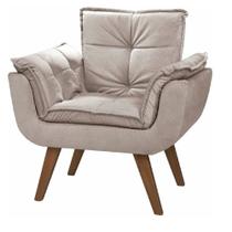 Poltrona Decorativa Opala Stella Luxo para Sala Suede Cappuccino - Bela Móveis